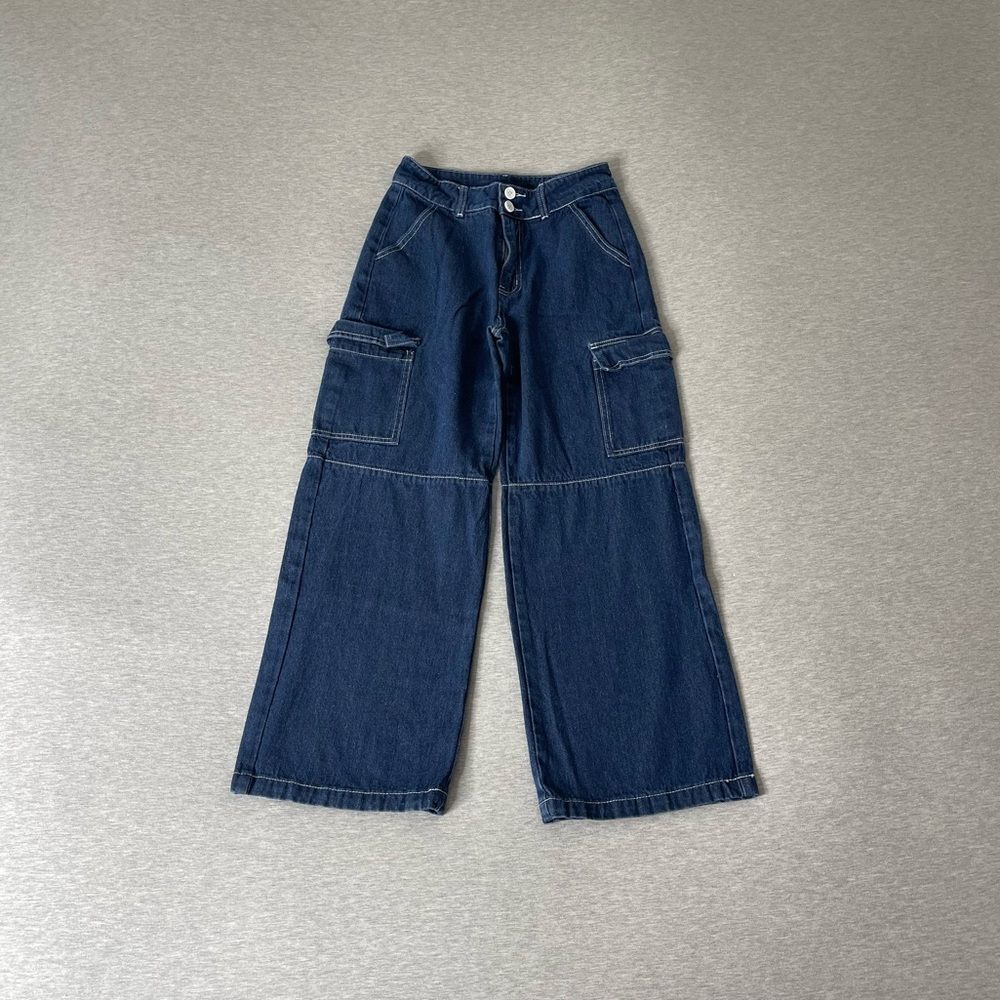Cider Women’s Mid-Rise Wide Leg Cargo Jeans - Size S
